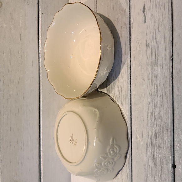 LENOX CHINA BOWLS (2) Rose Blossom Ivory gold trim Vintage set of 2 - Picture 2 of 7